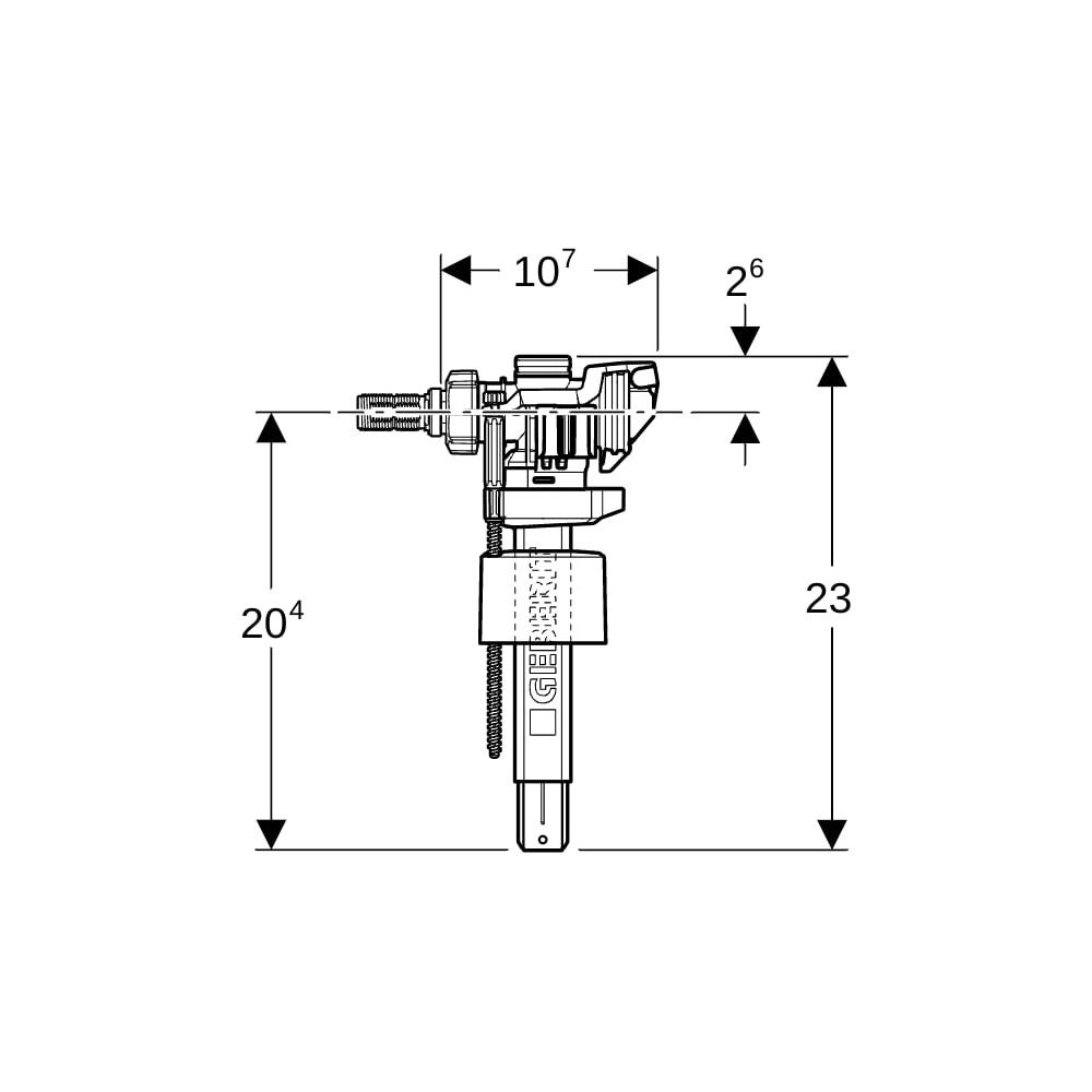 Geberit Füllventil Typ 383 Wasseranschluss seitlich 3/8", Nippel aus Messing, für Un... GEBERIT-240705005 4064746036972 (Abb. 6)