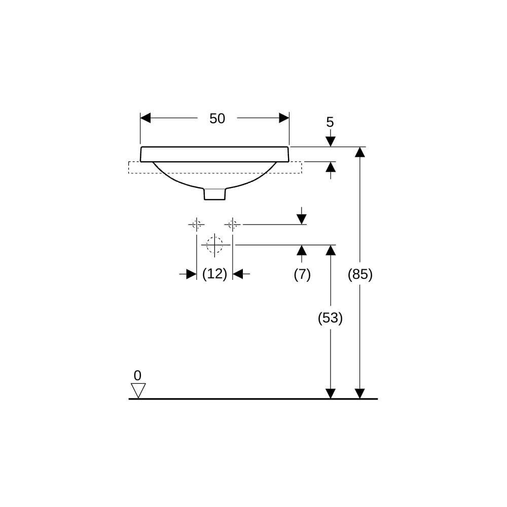 Geberit VariForm Einbauwaschtisch, oval, Breite 50cm, Tiefe 40cm, ohne Hahnloch, ohn... GEBERIT-500711002 4025416302148 (Abb. 8)