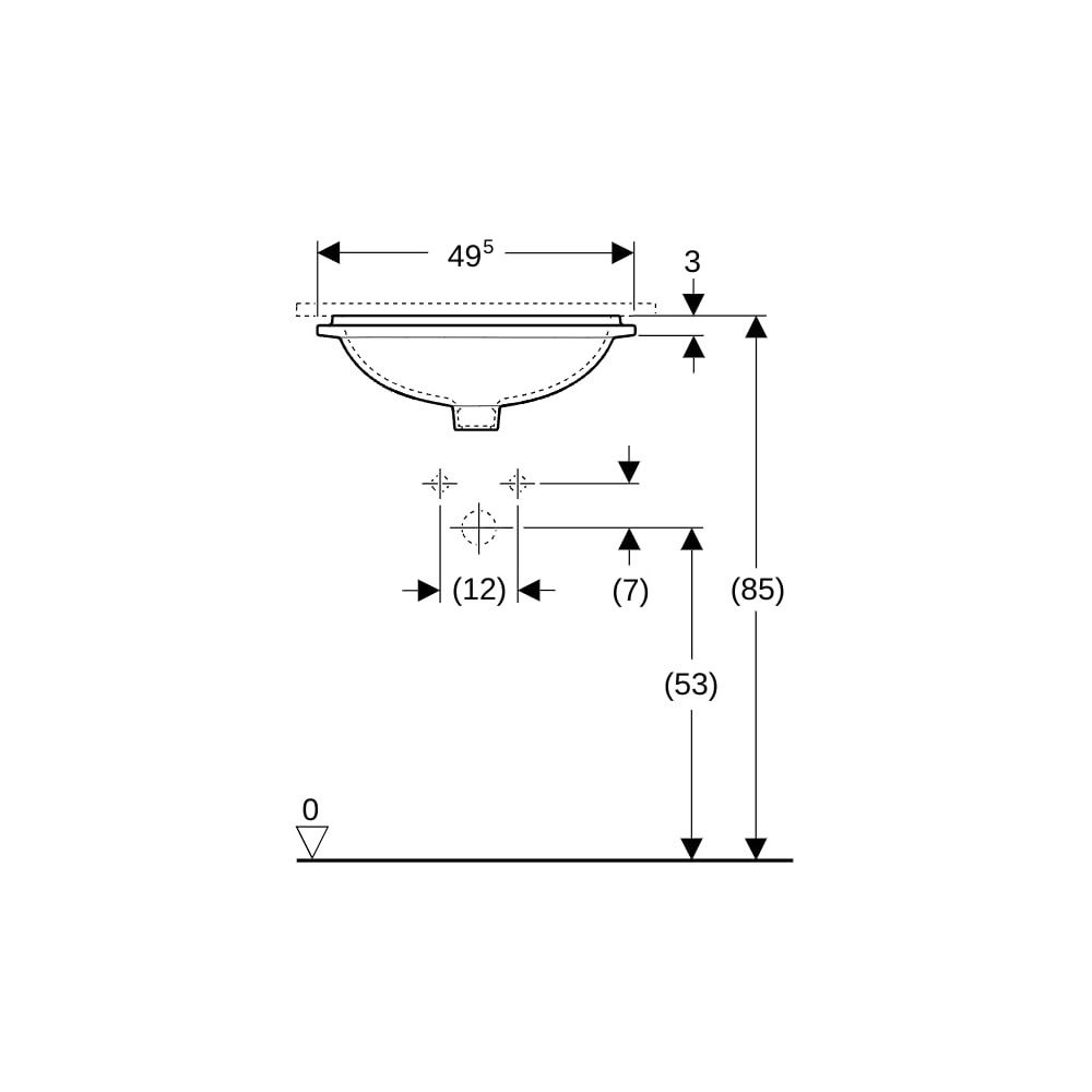 Geberit VariForm Unterbauwaschtisch oval Breite 42cm, Tiefe 42cm, ohne Hahnloch, ohn... GEBERIT-500751012 4025416772040 (Abb. 9)