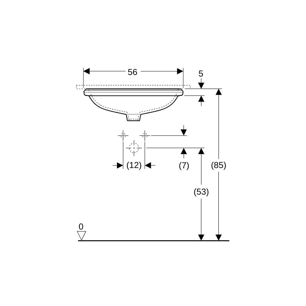 Geberit VariForm Unterbauwaschtisch, oval Breite 56cm, Tiefe 46cm, ohne Hahnloch, oh... GEBERIT-500755002 4025416302773 (Abb. 9)