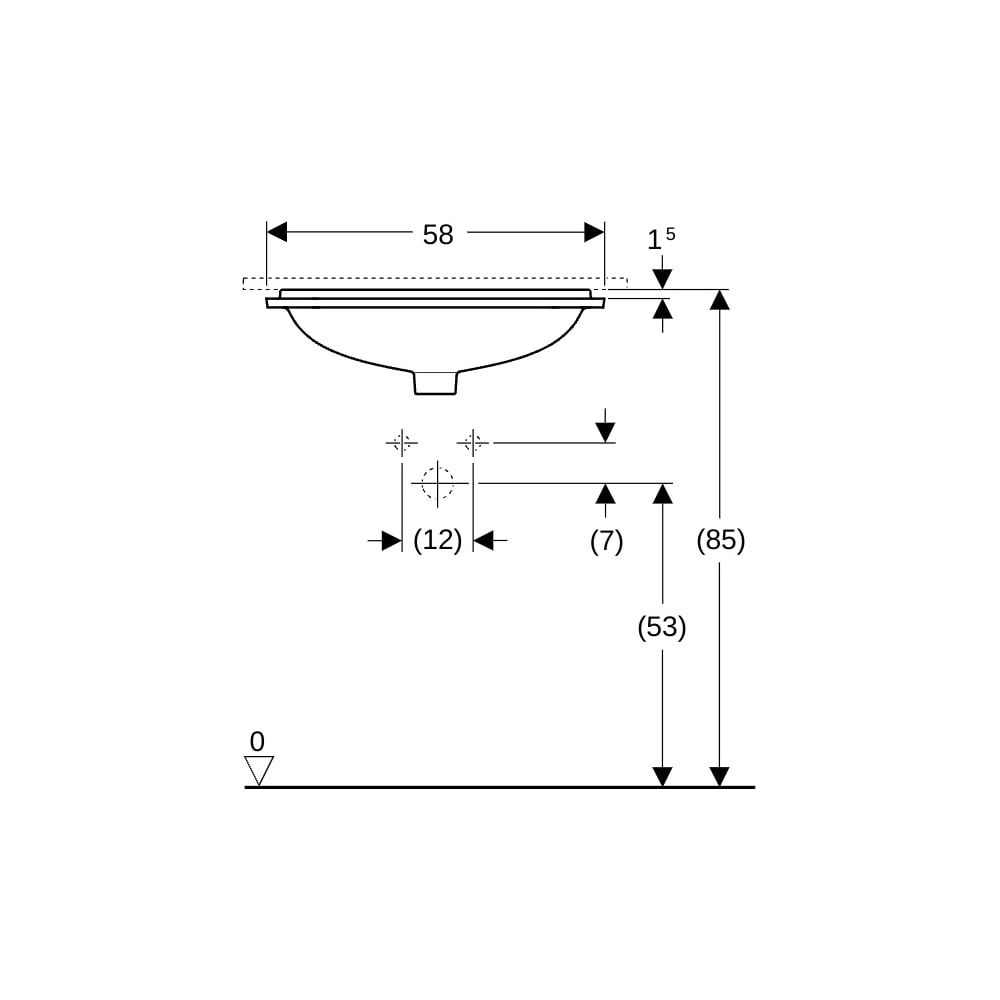 Geberit VariForm Unterbauwaschtisch rechteckig Breite 50cm, Tiefe 49cm, ohne Hahnloc... GEBERIT-500765012 4025416678427 (Abb. 8)