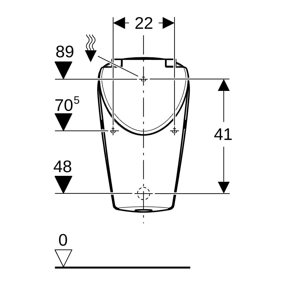 Geberit Renova S Urinal mit Deckel, Zulauf von hinten, Abgang nach hinten oder unten... GEBERIT-503110001 4064746028427 (Abb. 8)