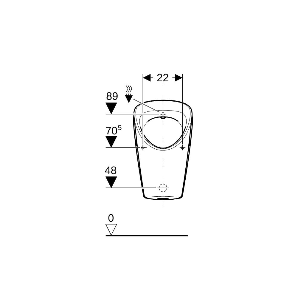 Geberit Renova S Urinal, Zulauf von hinten, Abgang nach hinten oder unten, Weiß, Ker... GEBERIT-503100008 4064746027291 (Abb. 5)