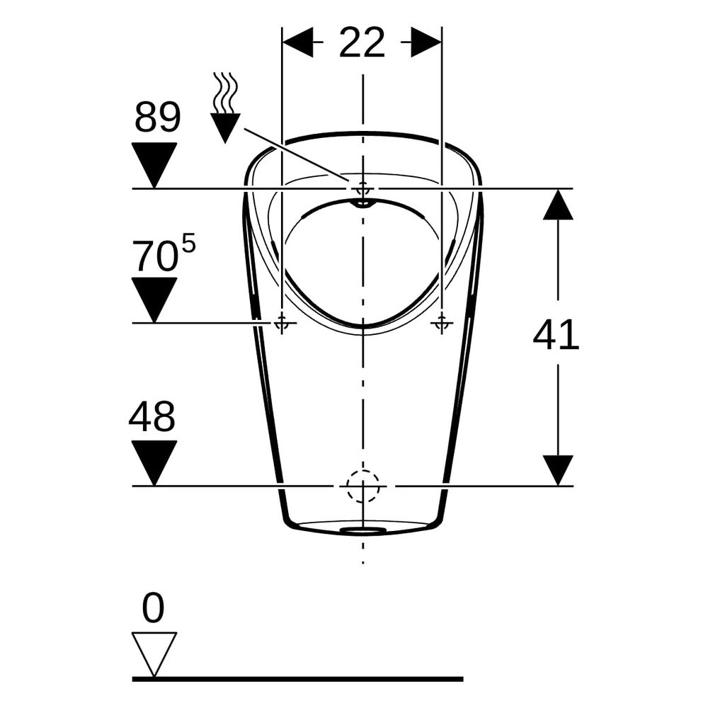 Geberit Renova S Urinal, Zulauf von hinten, Abgang nach hinten oder unten, Weiß... GEBERIT-503100001 4064746027246 (Abb. 8)