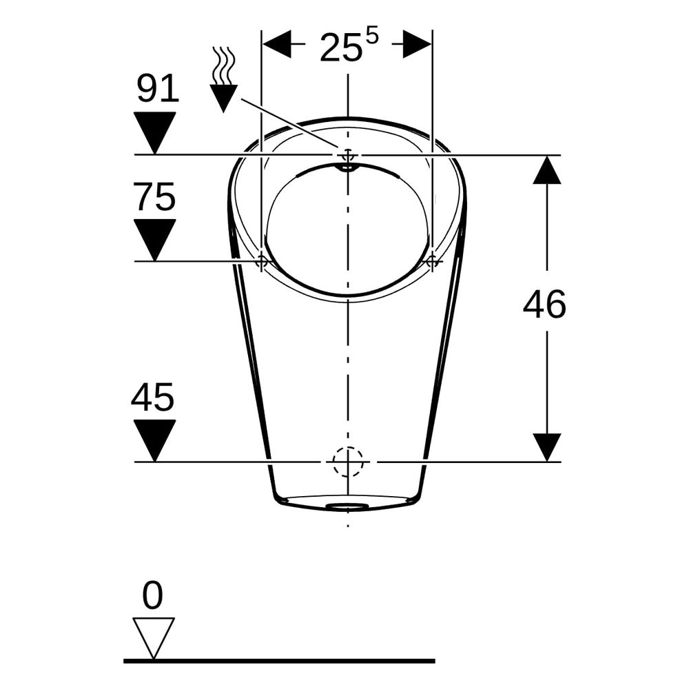 Geberit Renova M Urinal, Zulauf von hinten, Abgang nach hinten oder unten, Weiß... GEBERIT-503120001 4064746028496 (Abb. 8)
