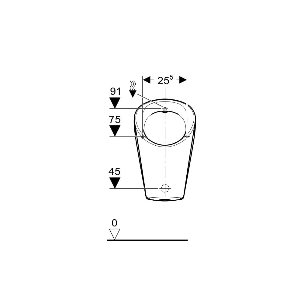 Geberit Renova M Urinal, Zulauf von hinten, Abgang nach hinten oder unten, Weiß, Ker... GEBERIT-503120008 4064746028601 (Abb. 5)