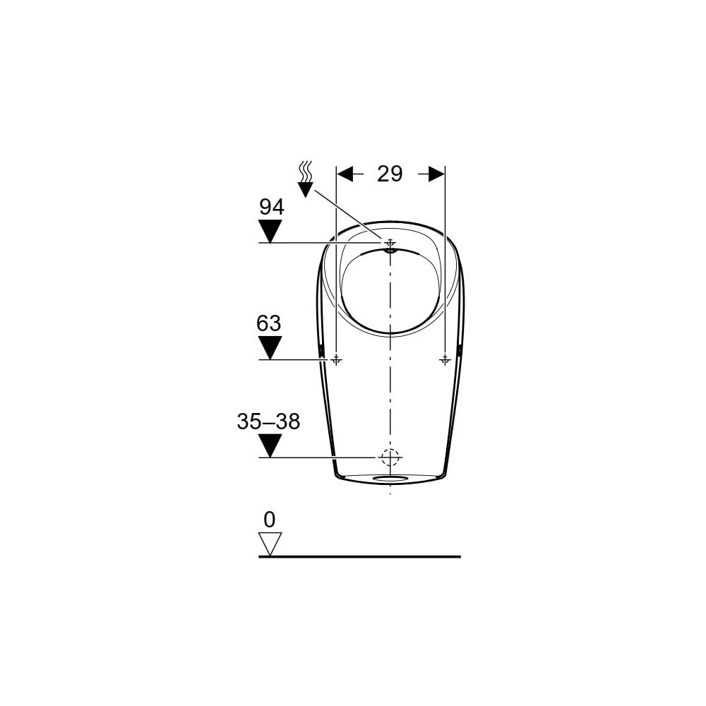 Geberit Renova L Urinal, Zulauf von hinten, Abgang nach hinten oder unten, Weiß... GEBERIT-503130001 4064746028618 (Abb. 5)