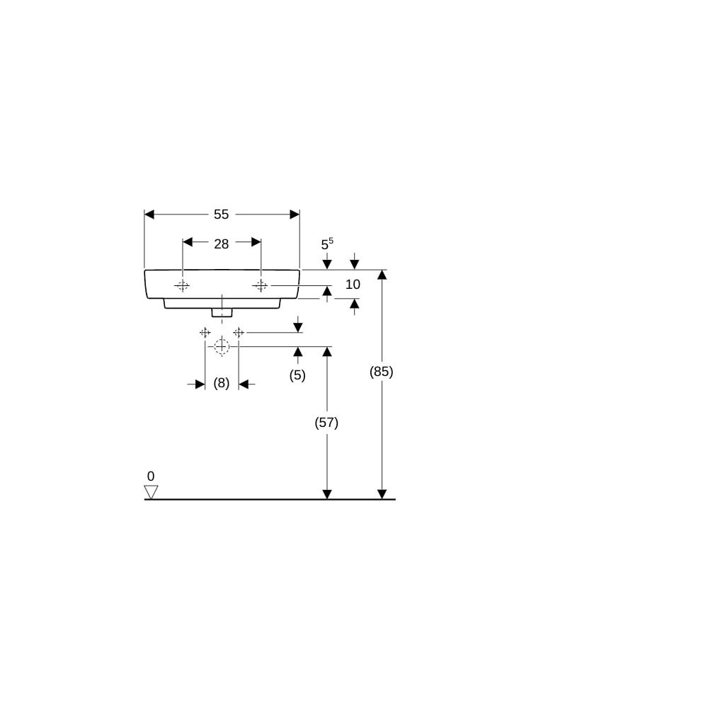 Geberit Renova Compact Waschtisch, 55x37cm, Hahnloch, ohne Überlauf, Weiß... GEBERIT-502998001 4064746008214 (Abb. 5)