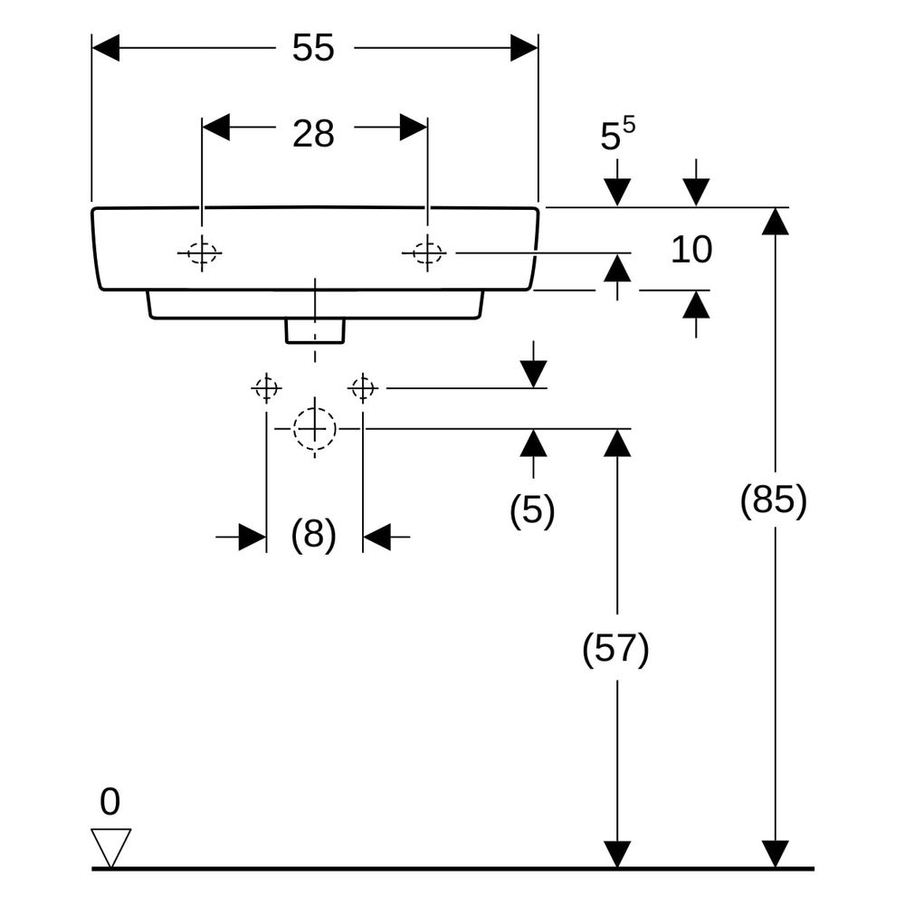 Geberit Renova Compact Waschtisch, 55x37cm, Hahnloch, ohne Überlauf, Weiß... GEBERIT-502998001 4064746008214 (Abb. 7)