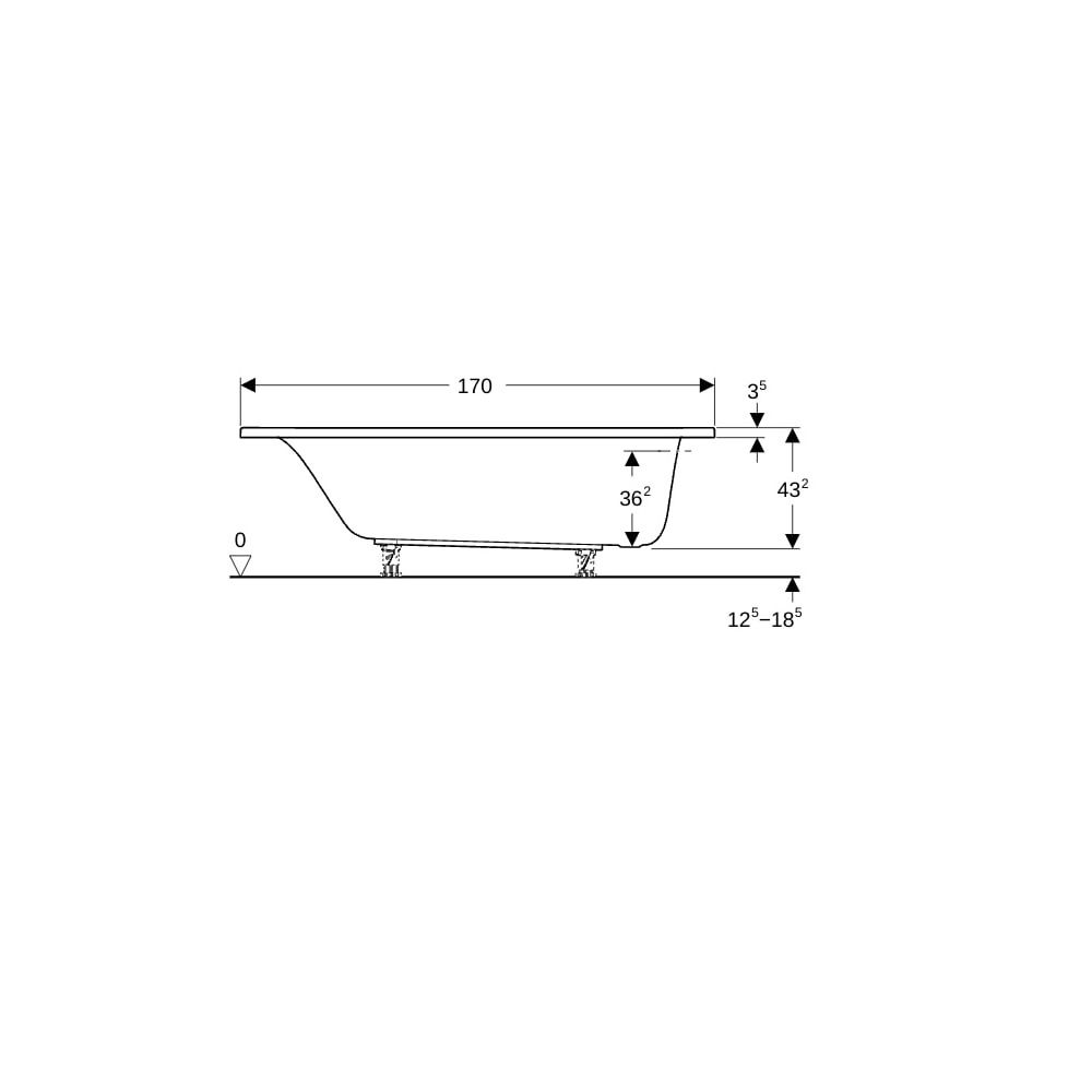 Geberit Renova Rechteckbadewanne 170x75cm, Gesamtvolumen 188l... GEBERIT-554205011 4025410591043 (Abb. 8)