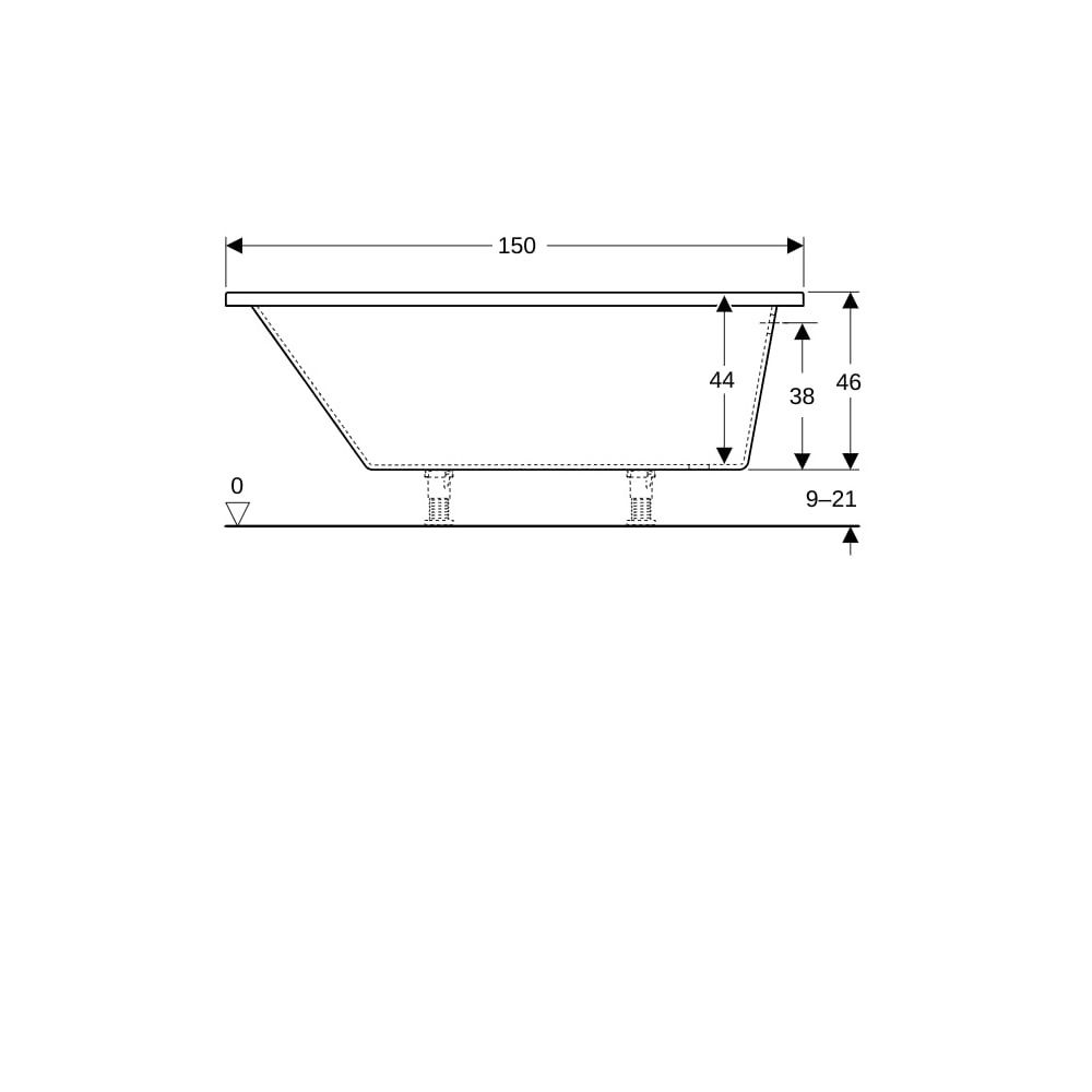 Geberit Renova asymmetrische Badewanne Länge 100cm, Breite 100cm, Abgang rechts... GEBERIT-657350000 4022009282139 (Abb. 8)