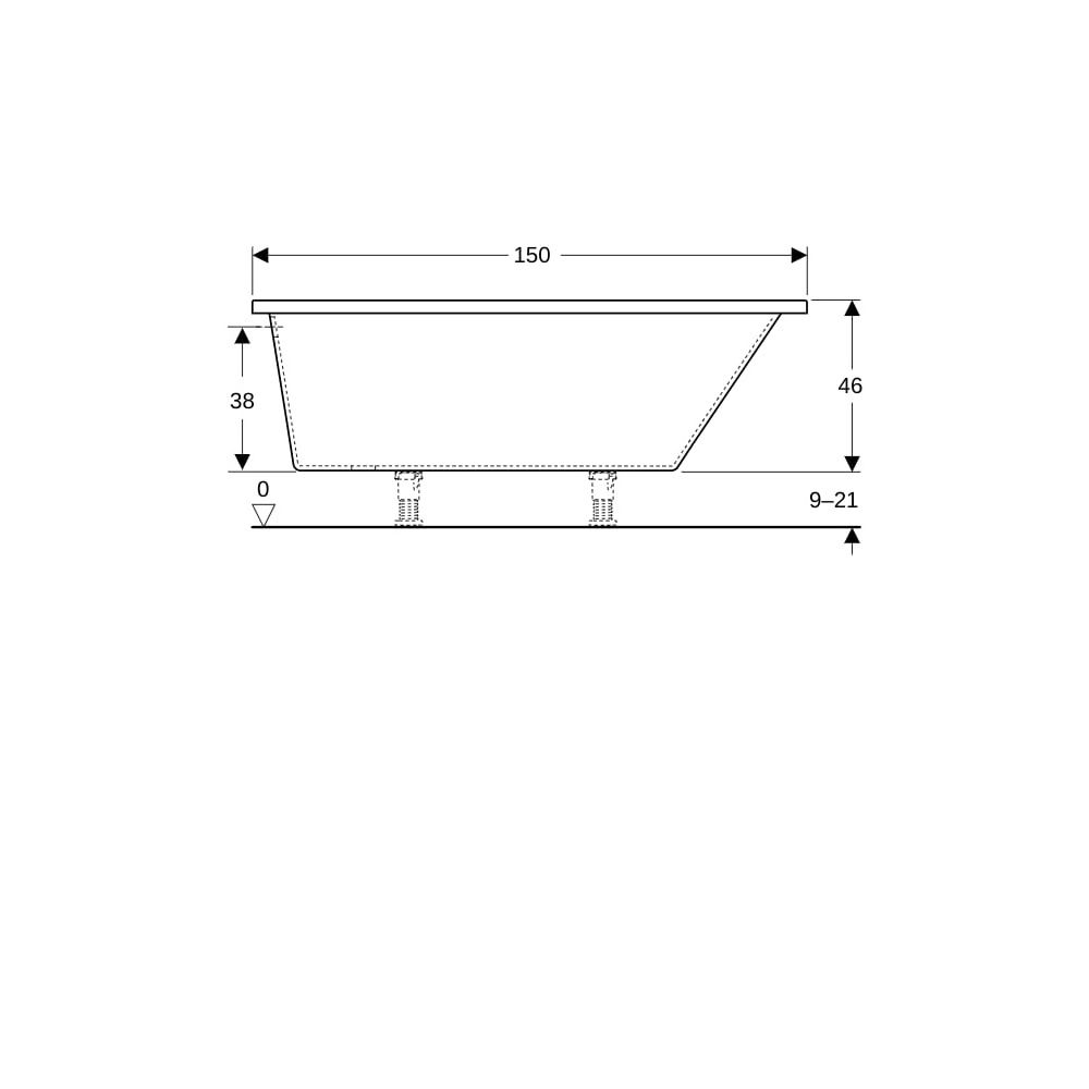 Geberit Renova asymmetrische Badewanne Länge 100cm, Breite 100cm, Abgang links... GEBERIT-657340000 4022009282054 (Abb. 8)