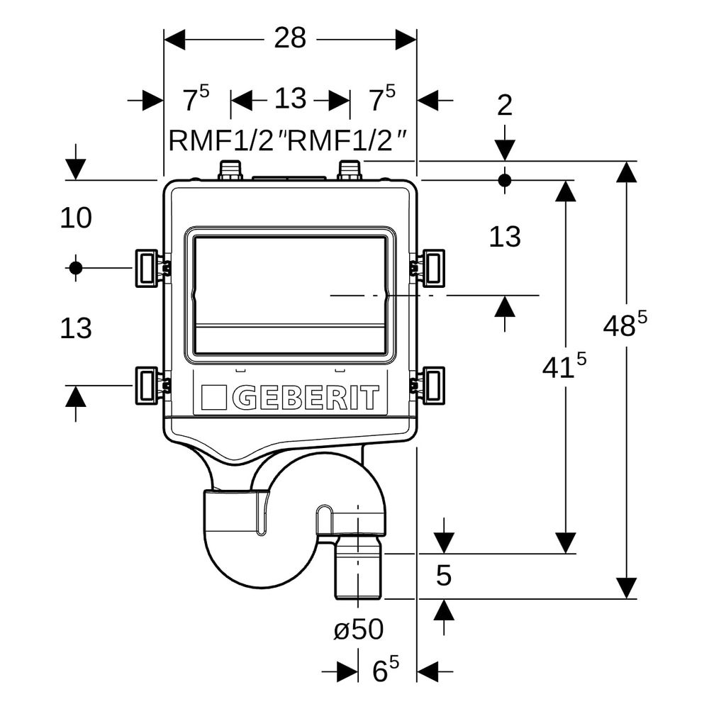 Geberit Hygienespülung HS50, 2 Wasseranschlüsse, 50mm, 230V, 616273001... GEBERIT-616273001 4025410724717 (Abb. 8)