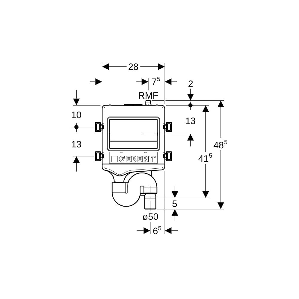 Geberit HS50 Hygienespülung d 50mm, Anschluss 1 Wasseranschluss rechts... GEBERIT-616272001 4025410724601 (Abb. 4)