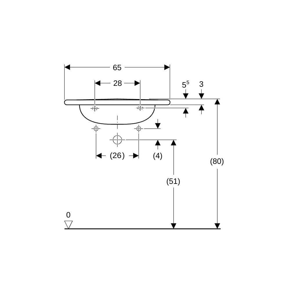 Geberit Vitalis Waschtisch barrierefrei, Breite 65cm, Tiefe 60cm, ohne Hahnloch, ohn... GEBERIT-121565000 4022009137545 (Abb. 8)