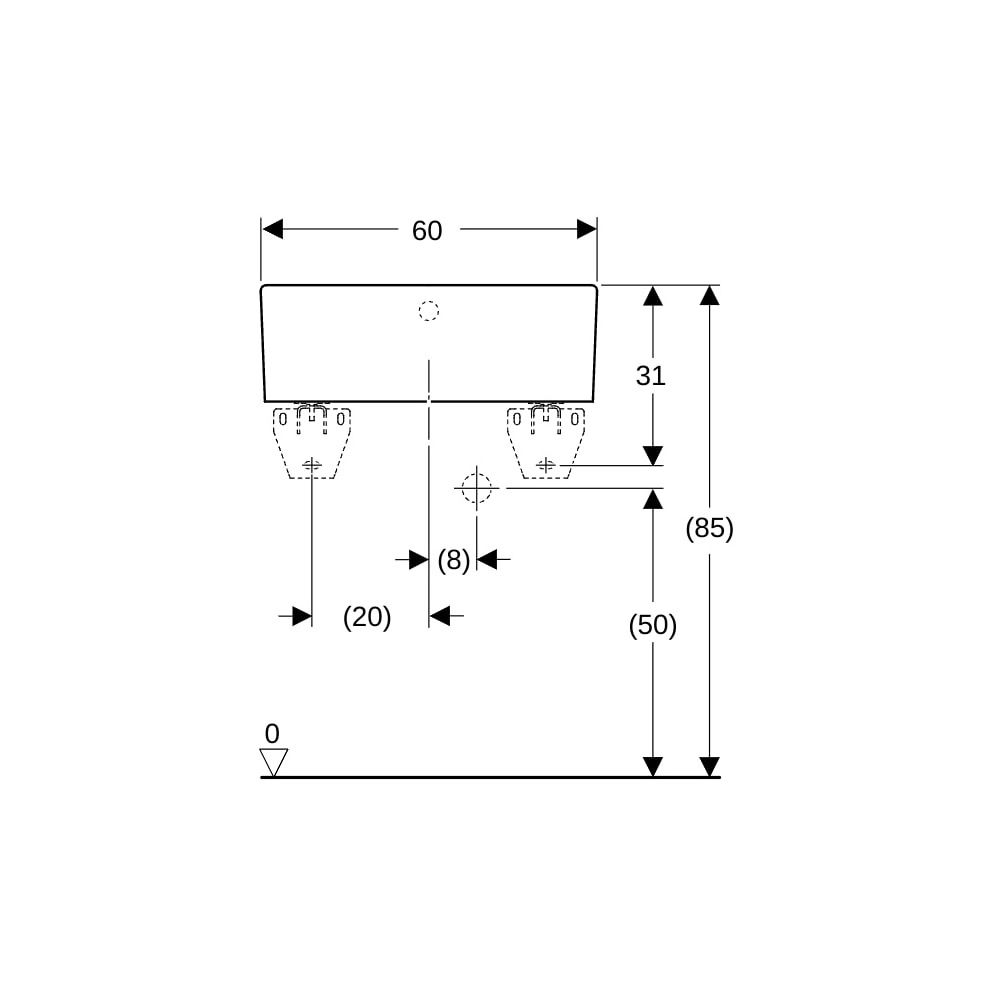 Geberit Publica Mehrzweckbecken mit Überlauf 60x20x50cm... GEBERIT-361360000 4022009080520 (Abb. 10)