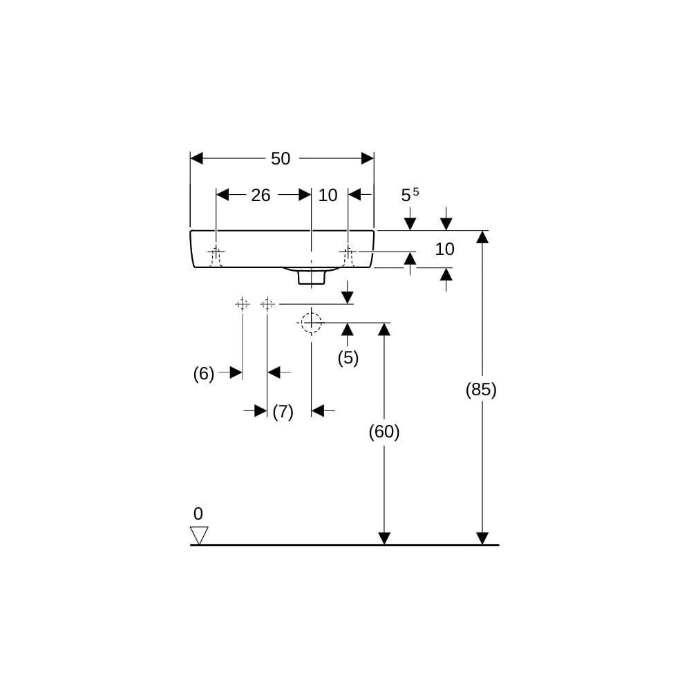 Geberit Renova Compact Handwaschbecken verkü. Ausladung, o. Ablagefläche 50x15x25cm,... GEBERIT-276350000 4022009327380 (Abb. 8)