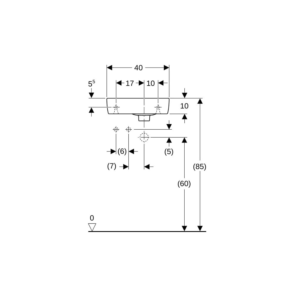 Geberit Renova Compact Handwaschbecken Ablagefläche o. verk. Ausladung 40x15x25cm HL... GEBERIT-276240600 4022009329247 (Abb. 8)