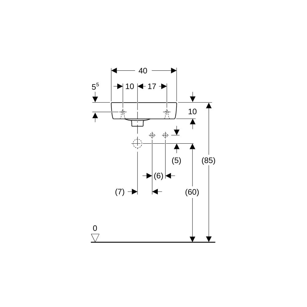 Geberit Renova Compact Handwaschbecken Ablagefläche ohne verk. Ausladung 40x15x25cm ... GEBERIT-276140000 4022009327342 (Abb. 8)