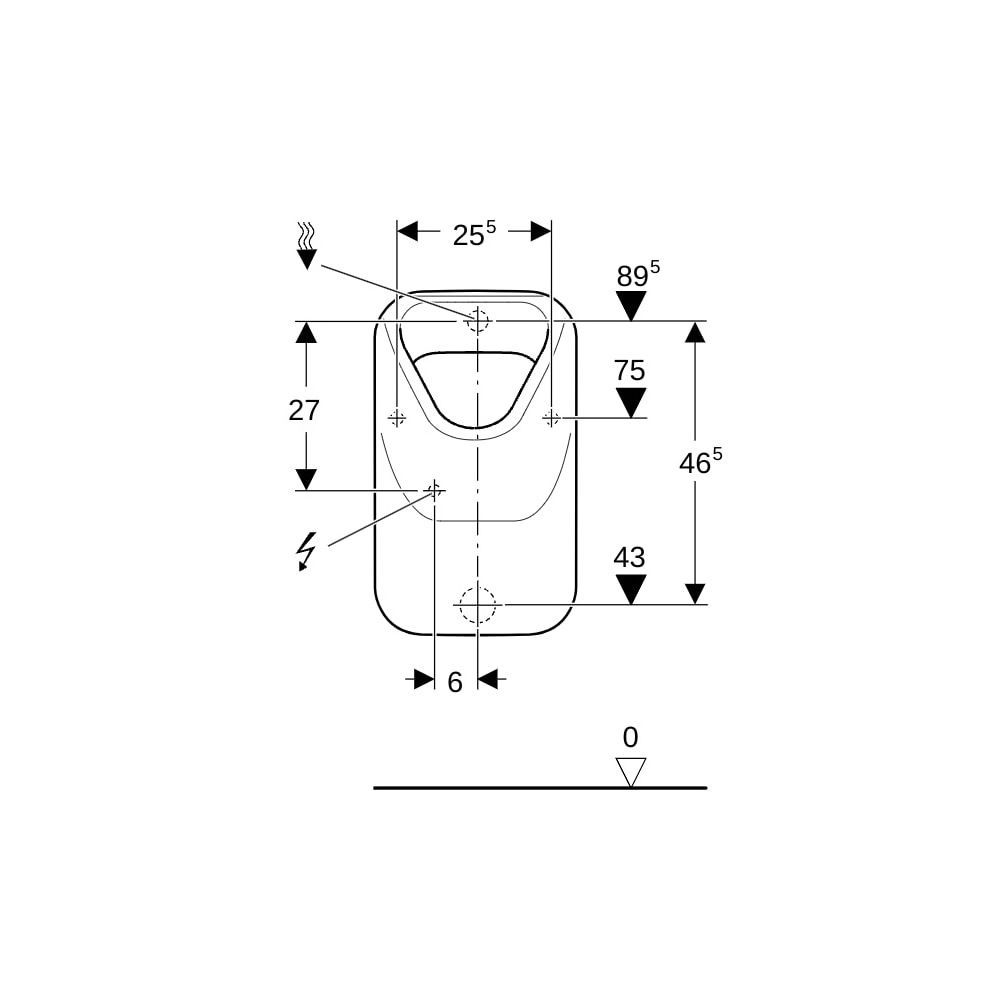 Geberit Alivio Urinal mit Ablaufsieb, Zulauf von hinten, Tiefe 34cm, Abgang nach hin... GEBERIT-238000000 4022009327175 (Abb. 8)
