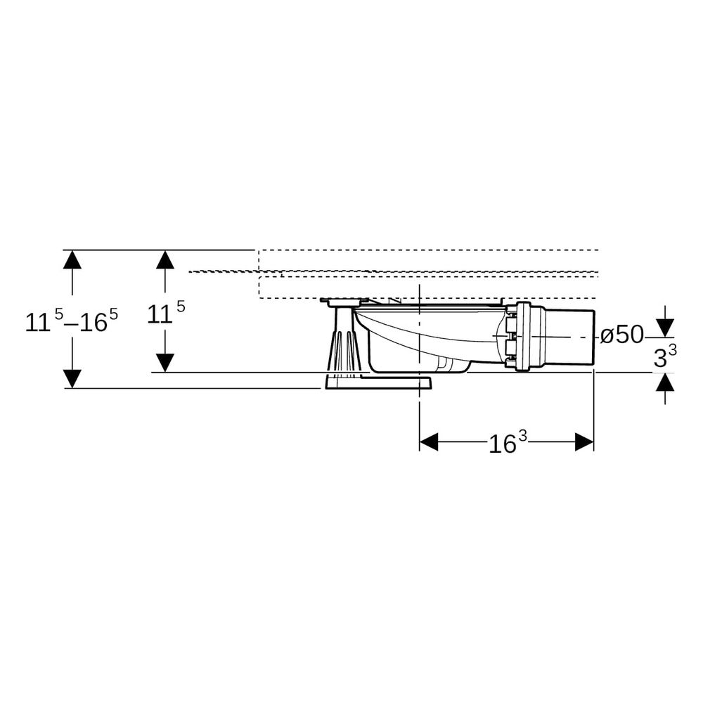 Geberit Duschwannenablauf mit 6 Füßen, für Setaplano Duschfläche, Sperrwasserhöhe 50... GEBERIT-154013001 4025416545828 (Abb. 7)