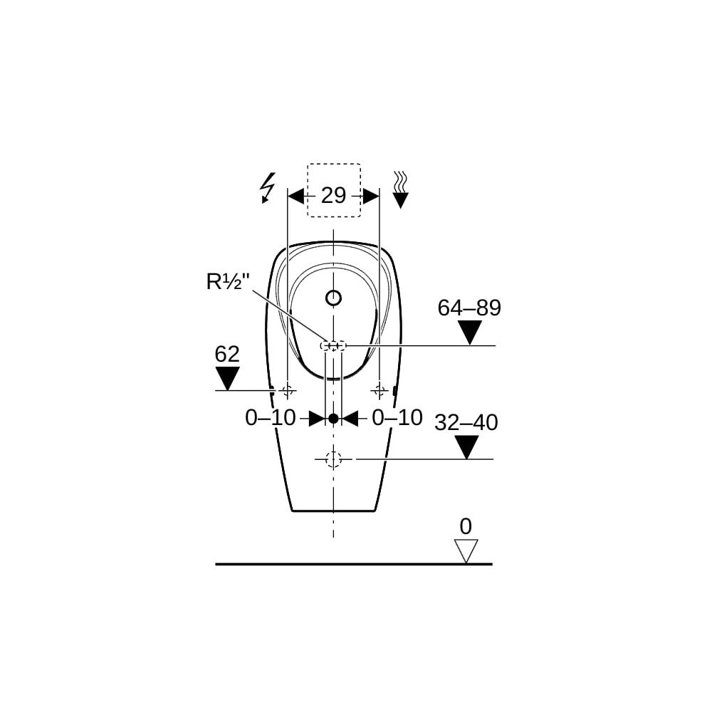 Geberit Tamina Urinal für Unterputzsteuerung Zulauf hinten, Weiß... GEBERIT-116140001 4025416696018 (Abb. 9)