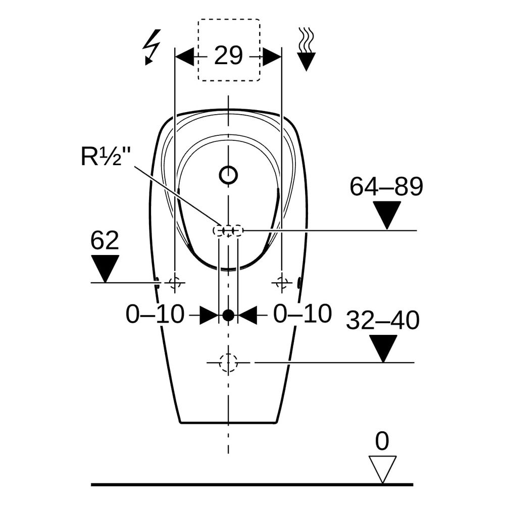 Geberit Tamina Urinal für Unterputzsteuerung Zulauf hinten, Weiß, 116140001... GEBERIT-116140001 4025416696018 (Abb. 12)