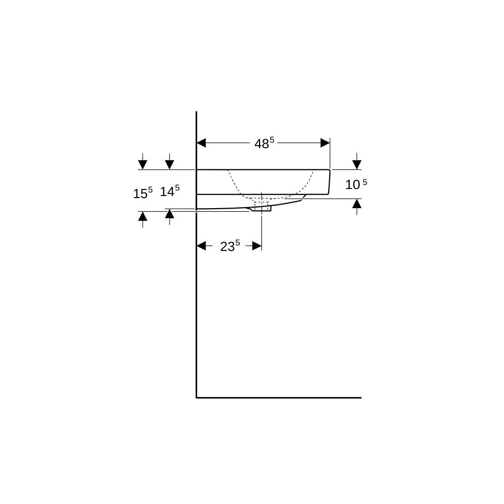 Geberit iCon Waschtisch, Breite 60cm, Tiefe 48,5cm, Hahnloch mittig, Überlauf sichtb... GEBERIT-124060000 4022009304312 (Abb. 9)