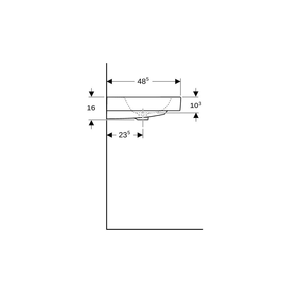 Geberit iCon Waschtisch, Breite 120cm, Tiefe 48,5cm, ohne Hahnloch, Überlauf sichtba... GEBERIT-124025600 4022009306583 (Abb. 9)