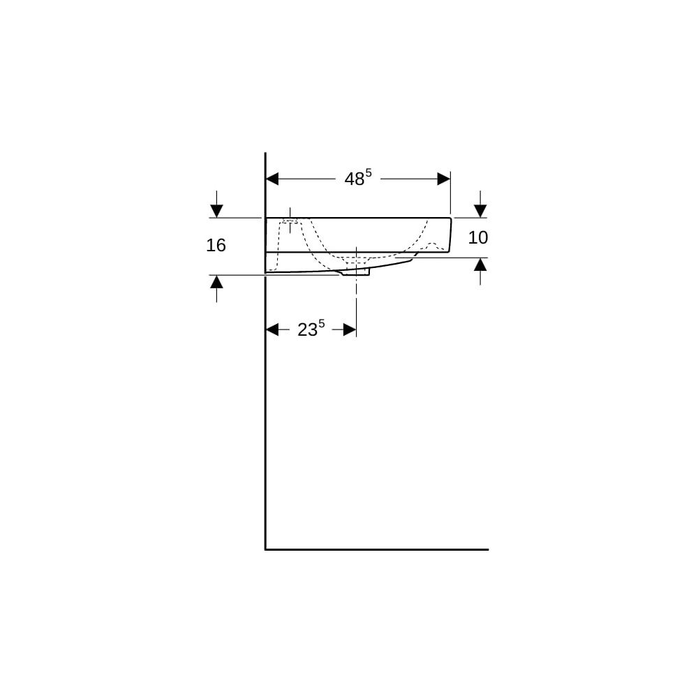 Geberit iCon Waschtisch, Breite 120cm, Tiefe 48,5cm, Hahnloch links, rechts, Überlau... GEBERIT-124020000 4022009304374 (Abb. 9)