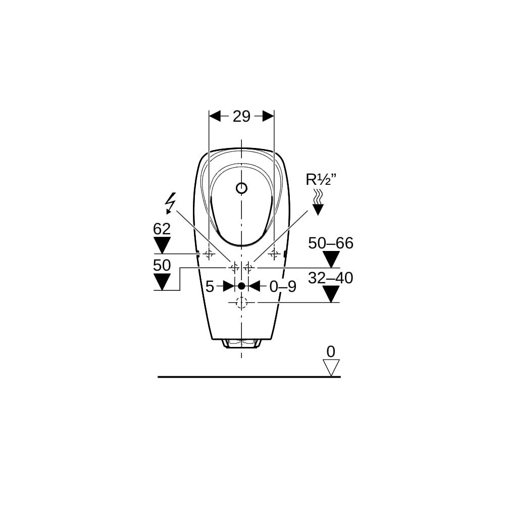 Geberit Tamina Urinal mit integrierter Steuerung, Netzbetrieb Tiefe 37cm, Abgang nac... GEBERIT-116142001 4025416696049 (Abb. 9)