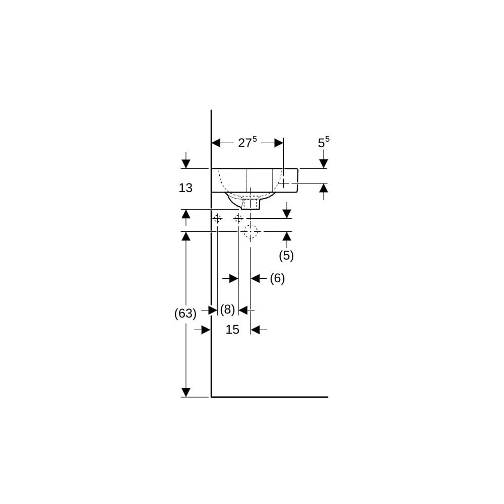 Geberit iCon Eckhandwaschbecken, Breite 46cm, Tiefe 33cm, Hahnloch mittig, ohne Über... GEBERIT-124729600 4022009306071 (Abb. 9)