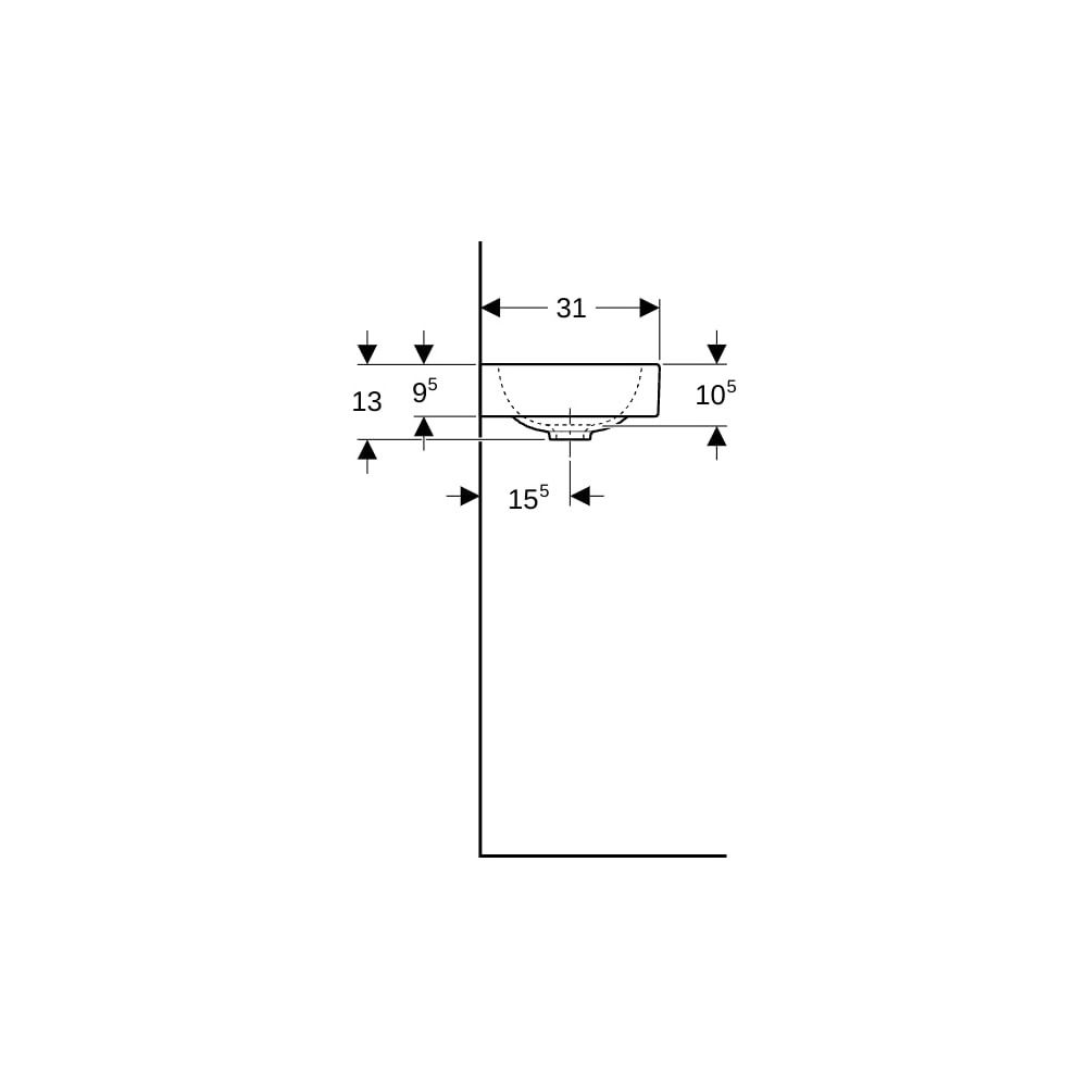 Geberit iCon Handwaschbecken, Ablagefläche links, 53x13,5x31cm, Hahnloch links, ohne... GEBERIT-124153600 4022009312577 (Abb. 9)