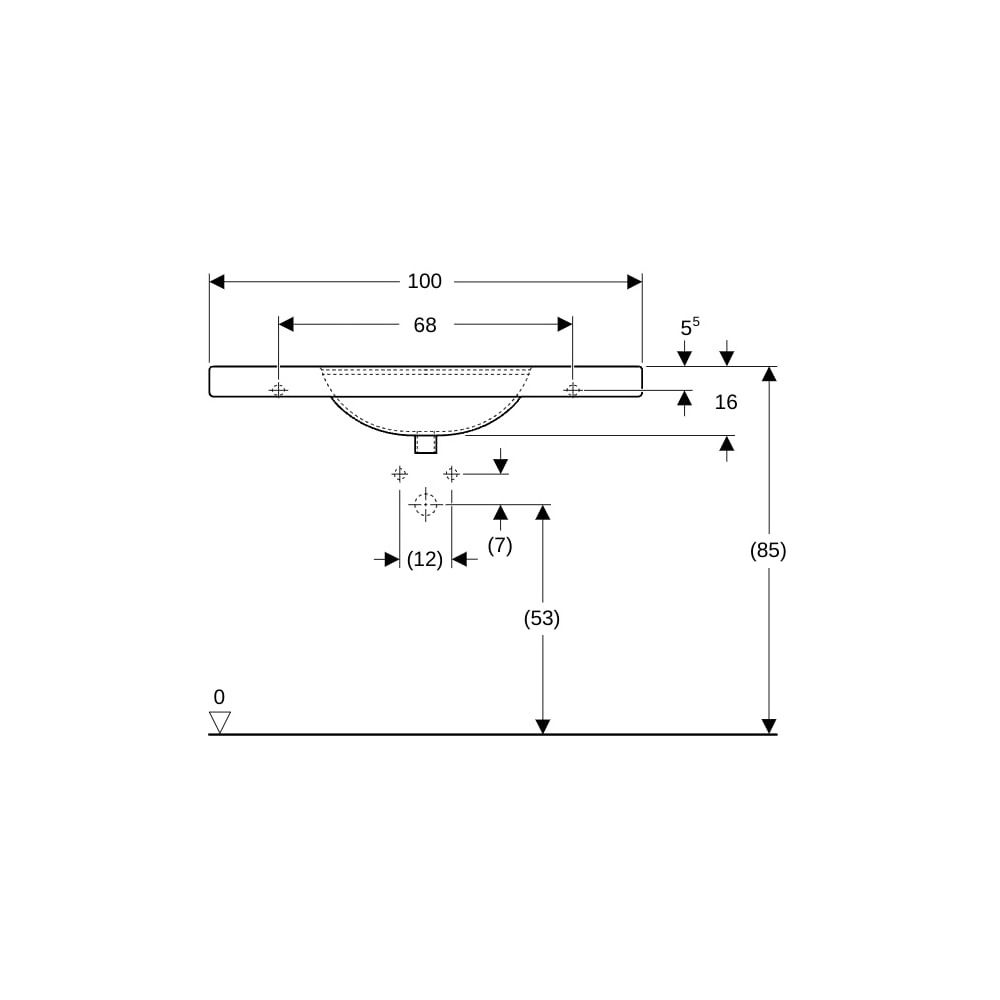 Geberit Preciosa Waschtisch mit Ablagefläche, Breite 100cm, Tiefe 55cm, ohne Hahnloc... GEBERIT-124240000 4022009009217 (Abb. 8)