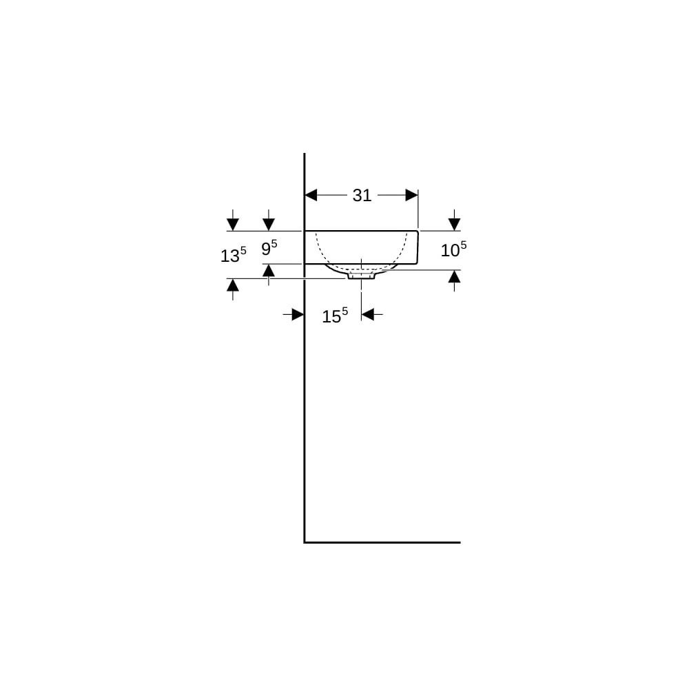 Geberit iCon Handwaschbecken, Ablagefläche rechts, 53x13,5x31cm, Hahnloch rechts, oh... GEBERIT-124053000 4022009312546 (Abb. 9)
