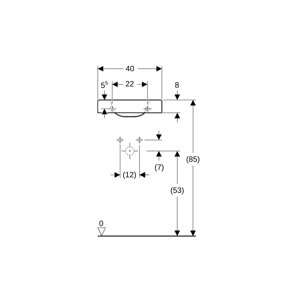 Geberit Preciosa 2 Handwaschbecken, 40x10,5x28cm, Hahnloch rechts, ohne Überlauf, We... GEBERIT-273240000 4022009311389 (Abb. 8)