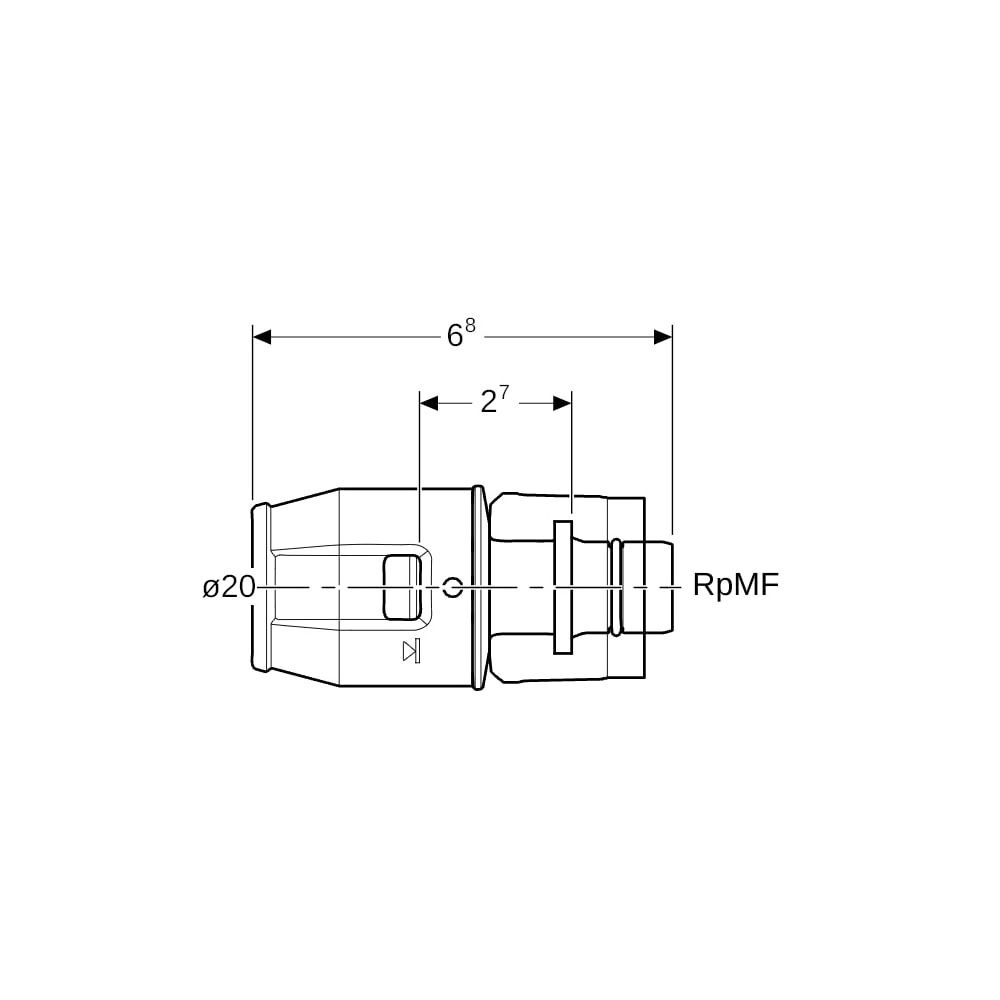 Geberit PushFit Übergang mit MasterFix PVDF, d 20mm, RpMF 1/2″... GEBERIT-651501001 4025416280644 (Abb. 5)