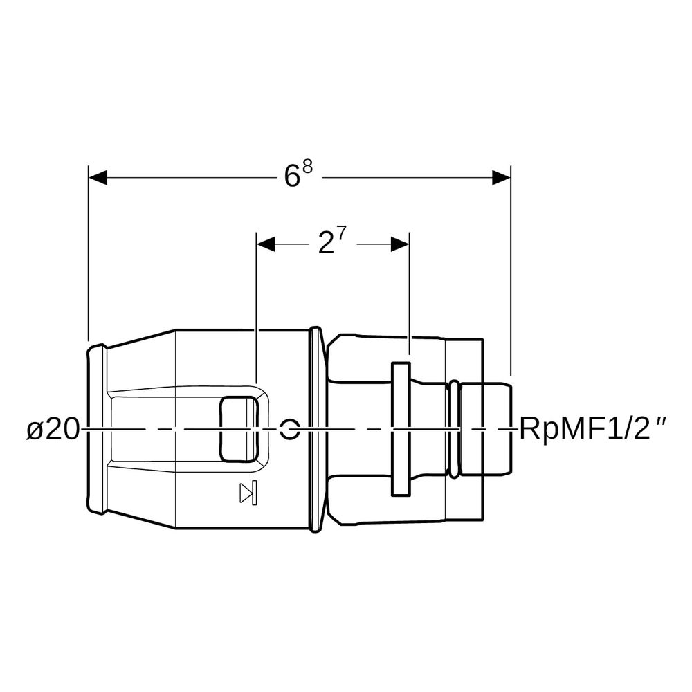 Geberit PushFit Übergang mit MasterFix PVDF, d 20mm, RpMF 1/2″... GEBERIT-651501001 4025416280644 (Abb. 7)