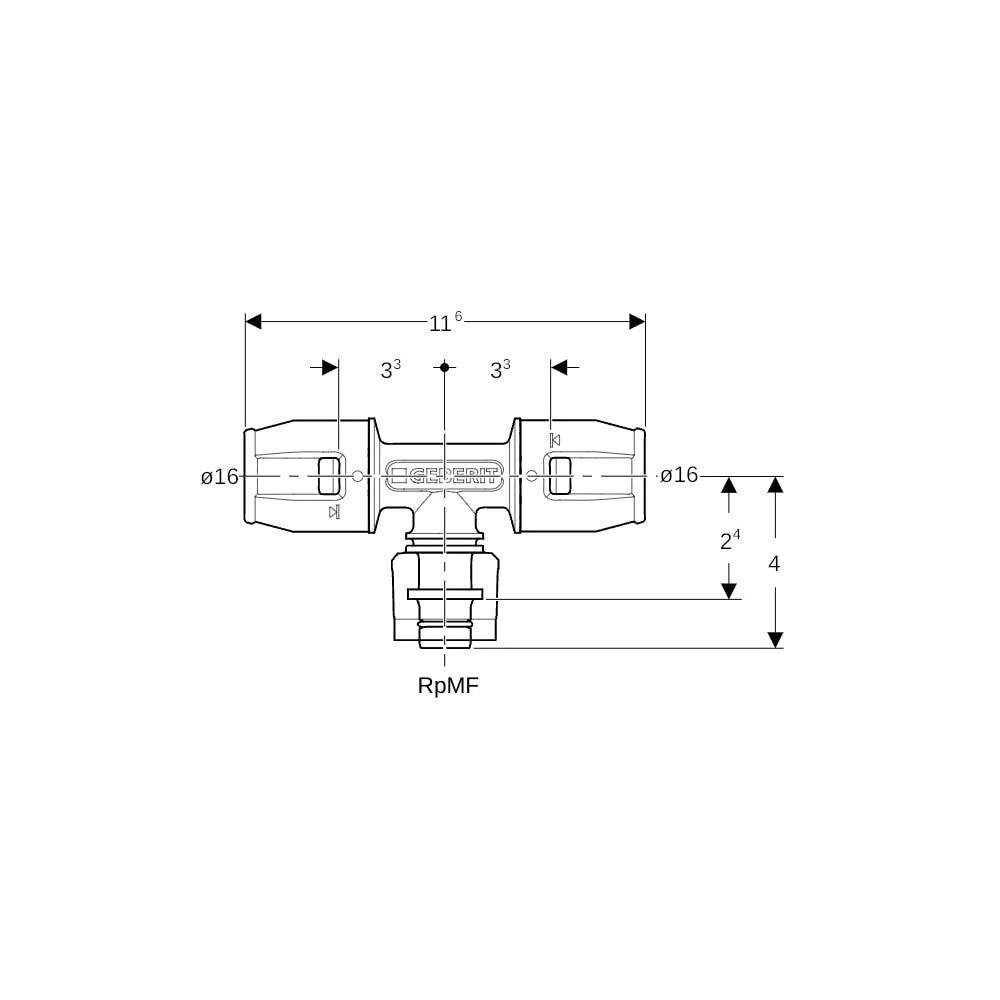 Geberit PushFit Übergangs-T-Stück mit MasterFix, Durchgang Außendurchmesser 16mm... GEBERIT-650504001 4025416280767 (Abb. 5)
