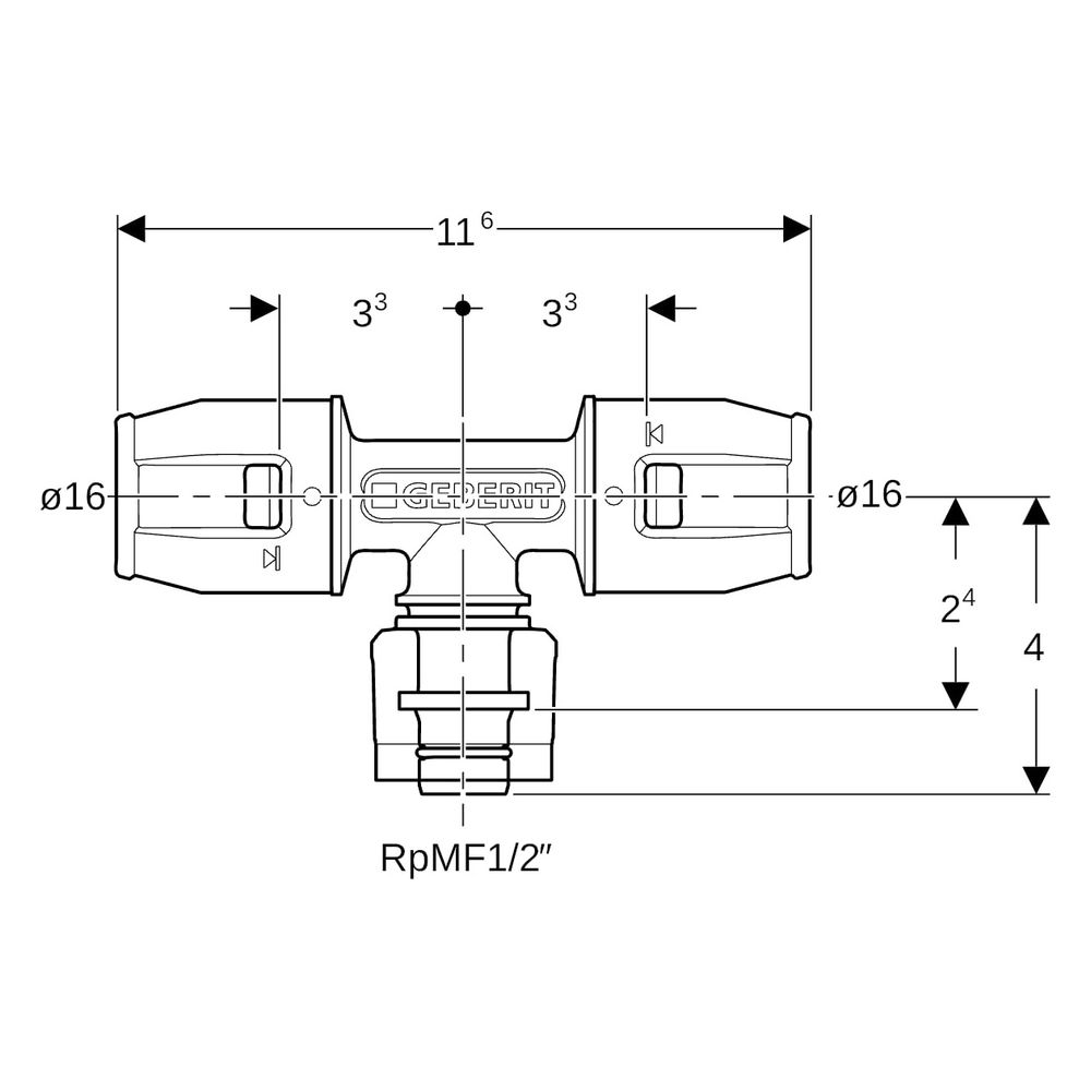 Geberit PushFit Übergangs-T-Stück mit MasterFix, Durchgang Außendurchmesser 16mm... GEBERIT-650504001 4025416280767 (Abb. 7)