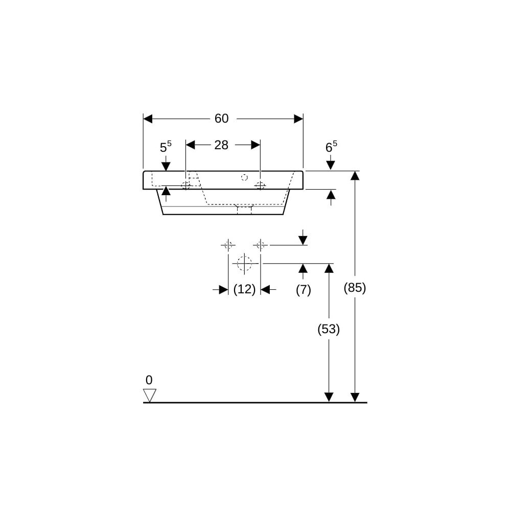 Geberit Bambini Waschtisch mit seitlichem Schwammbecken, 60x16,3x55cm... GEBERIT-162700000 4022009011708 (Abb. 8)