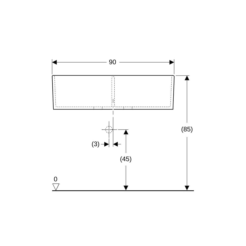 Geberit Publica Mehrzweckbecken mit zwei Becken und Überlauf 90x25x56cm... GEBERIT-350490000 4022009077650 (Abb. 8)
