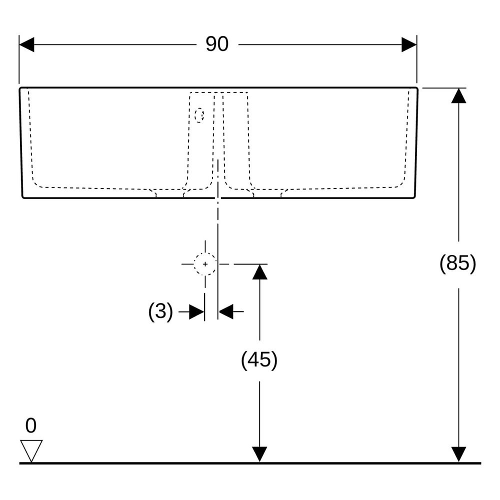 Geberit Publica Mehrzweckbecken mit zwei Becken und Überlauf 90x25x56cm... GEBERIT-350490000 4022009077650 (Abb. 14)