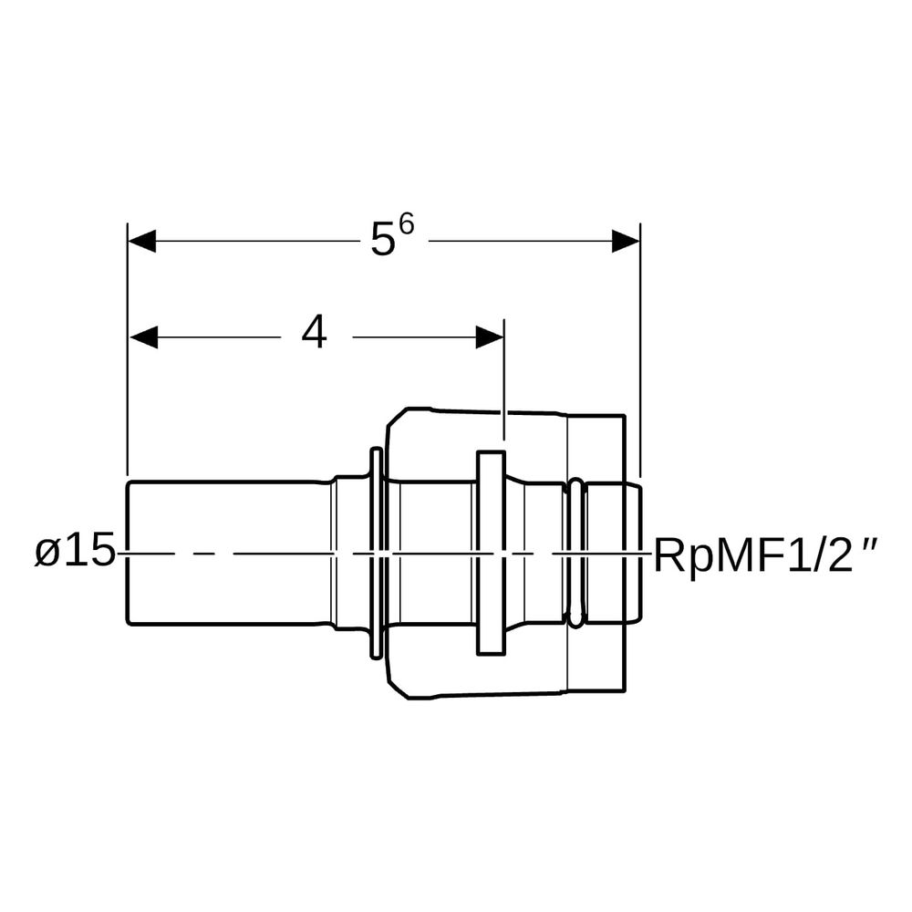 Geberit Mapress Übergang mit MasterFix, Einschubende, D 15mm, RpMF 1/2", Rotguss bleifre... GEBERIT-61112 4025410547842 (Abb. 6)