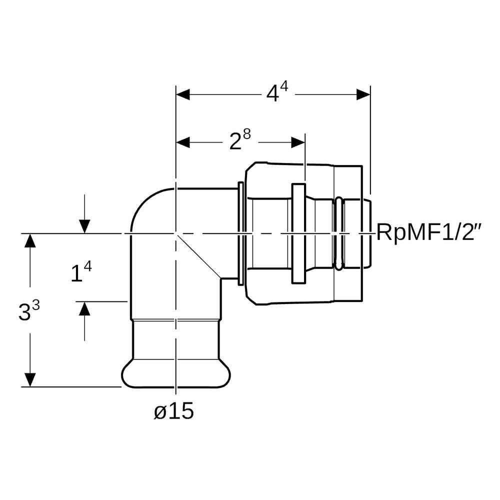 Geberit Mapress Übergangswinkel 90 Grad mit MasterFix, D 15mm, RpMF 1/2", Rotguss bleifr... GEBERIT-61120 4025410547859 (Abb. 7)