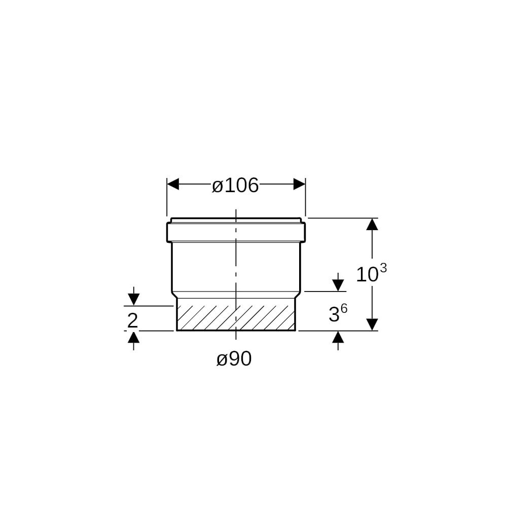 Geberit PE Steckmuffe mit Lippendichtung Außendurchmesser 90mm... GEBERIT-366779163 4025410549969 (Abb. 5)