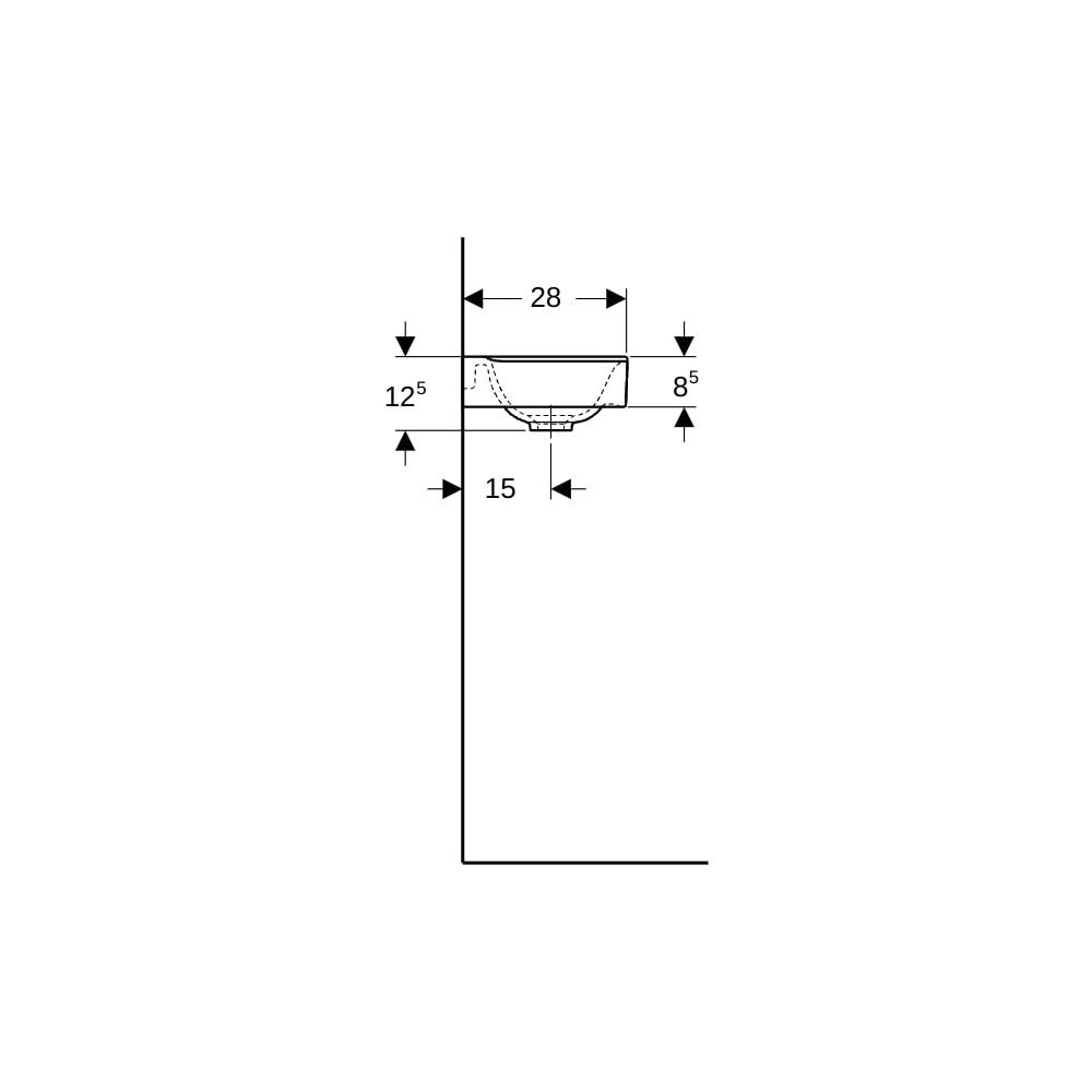Geberit Xeno2 Handwaschbecken, 40x12,5x28cm, Hahnloch rechts, ohne Überlauf, Weiß/Ke... GEBERIT-500529011 4025416605416 (Abb. 9)