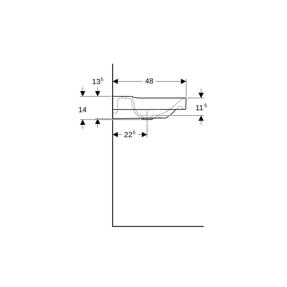 Geberit Xeno2 Waschtisch, Breite 60cm, Tiefe 48cm, Hahnloch mittig, ohne Überlauf, W... GEBERIT-500530011 4025416605430 (Abb. 9)