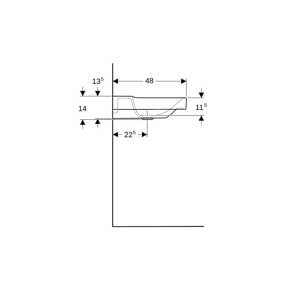 Geberit Xeno2 Waschtisch, Breite 90cm, Tiefe 48cm, ohne Hahnloch, ohne Überlauf, Wei... GEBERIT-500532011 4025416605461 (Abb. 9)