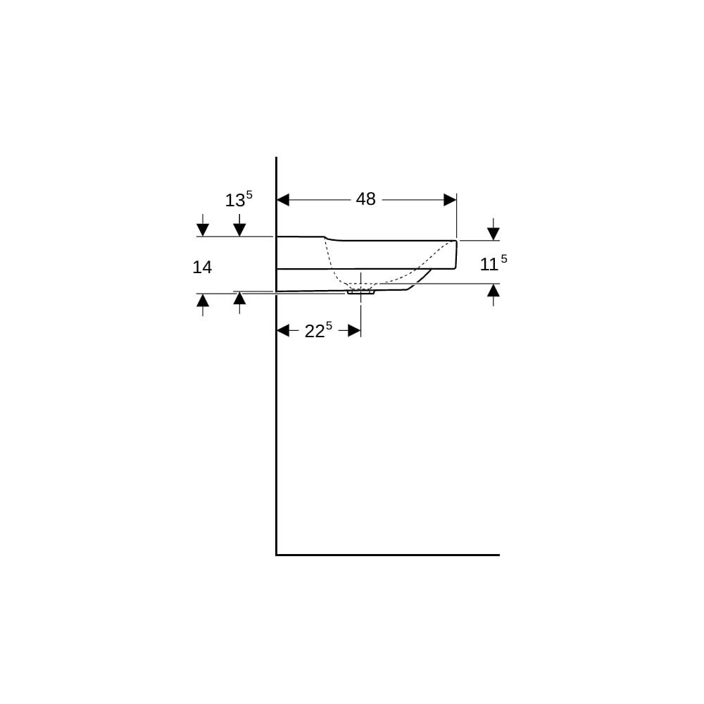 Geberit Xeno2 Waschtisch, Breite 120cm, Tiefe 48cm, ohne Hahnloch, ohne Überlauf, We... GEBERIT-500552011 4025416608943 (Abb. 9)